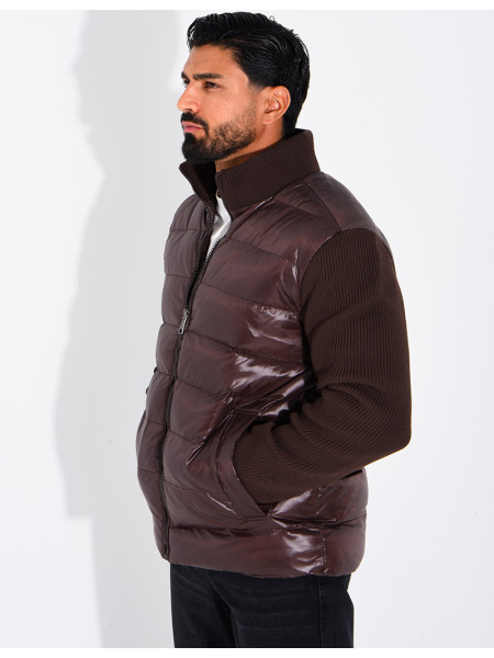 Steppjacke mit gerippten Ärmeln