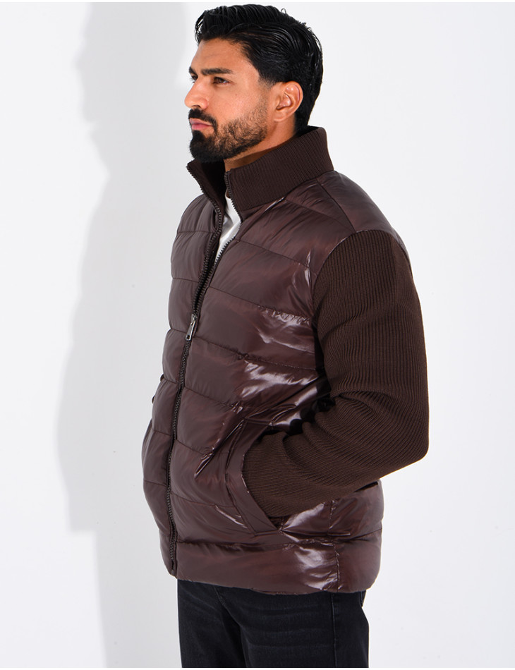Steppjacke mit gerippten Ärmeln