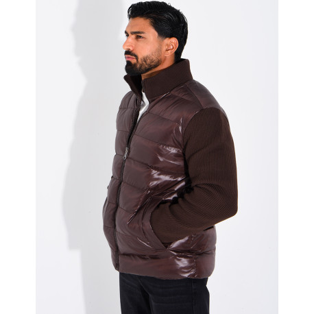 Steppjacke mit gerippten Ärmeln