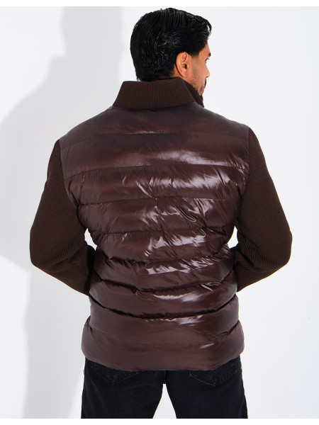 Steppjacke mit gerippten Ärmeln