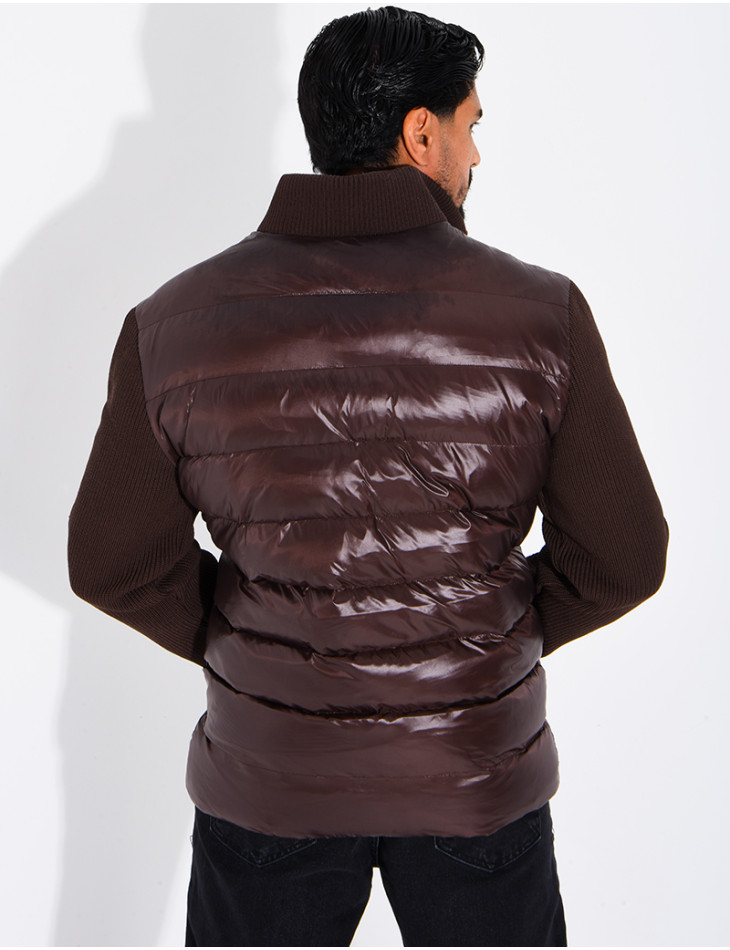 Steppjacke mit gerippten Ärmeln