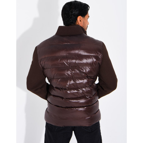 Steppjacke mit gerippten Ärmeln
