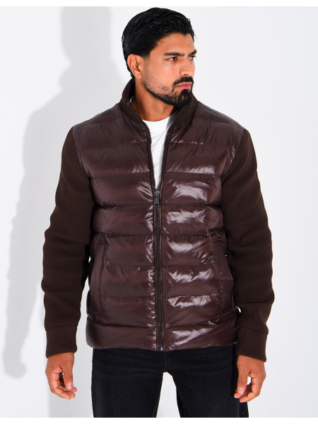 Steppjacke mit gerippten Ärmeln