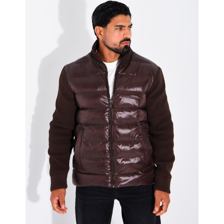 Steppjacke mit gerippten Ärmeln