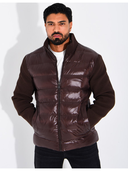 Steppjacke mit gerippten Ärmeln