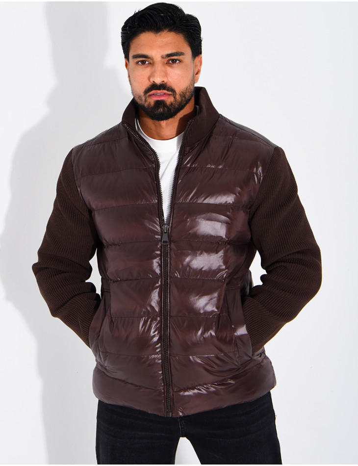 Steppjacke mit gerippten Ärmeln