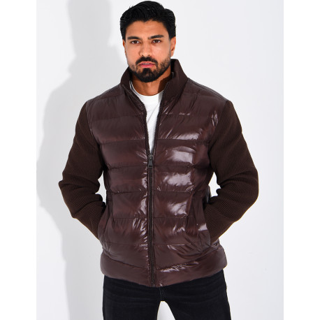 Steppjacke mit gerippten Ärmeln