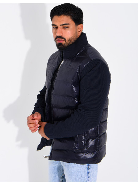 Steppjacke mit gerippten Ärmeln