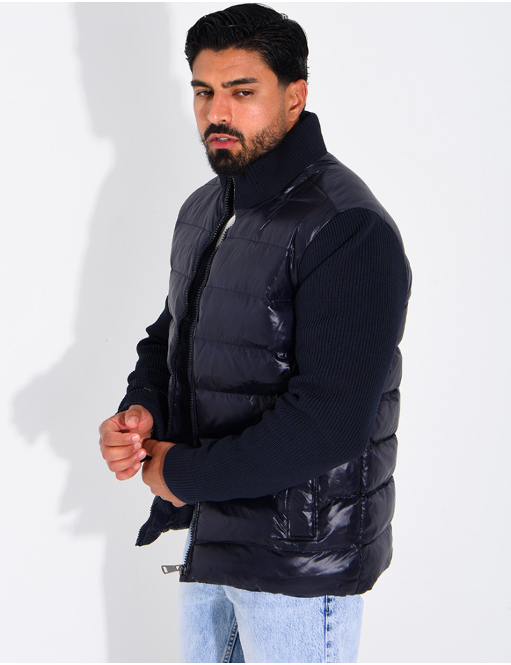 Steppjacke mit gerippten Ärmeln