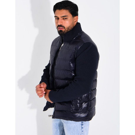Steppjacke mit gerippten Ärmeln