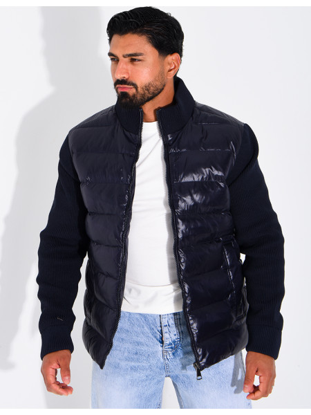 Steppjacke mit gerippten Ärmeln