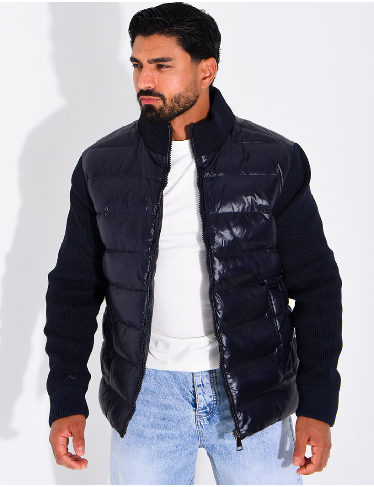 Steppjacke mit gerippten Ärmeln