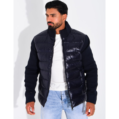 Steppjacke mit gerippten Ärmeln