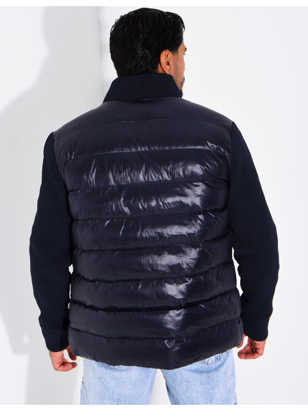Steppjacke mit gerippten Ärmeln