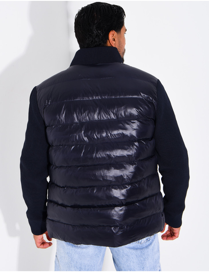 Steppjacke mit gerippten Ärmeln