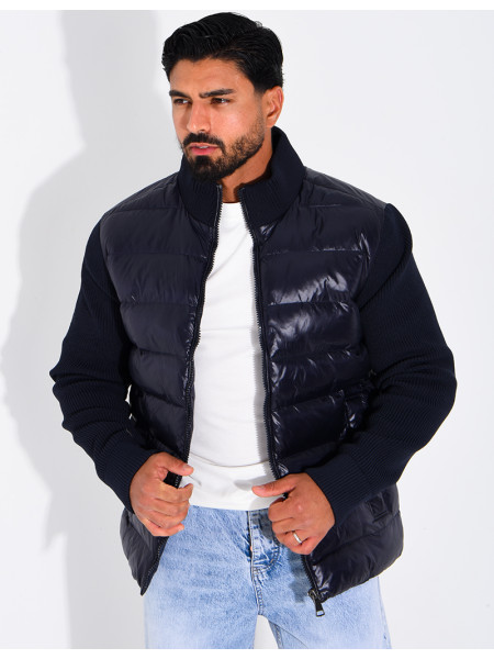 Steppjacke mit gerippten Ärmeln