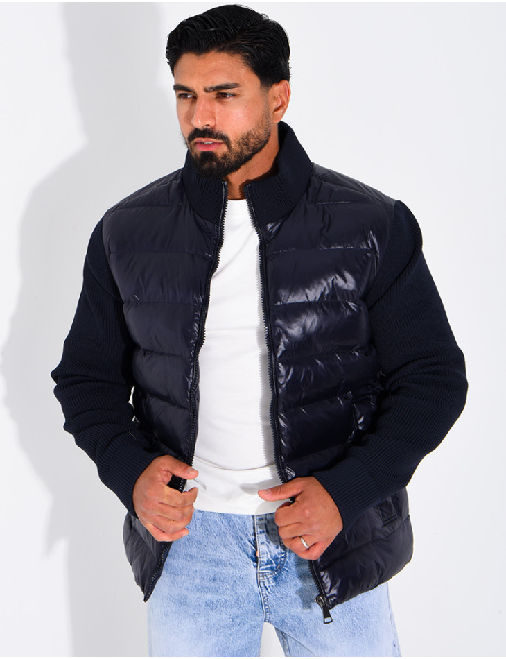 Steppjacke mit gerippten Ärmeln