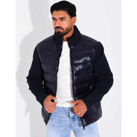 Steppjacke mit gerippten Ärmeln