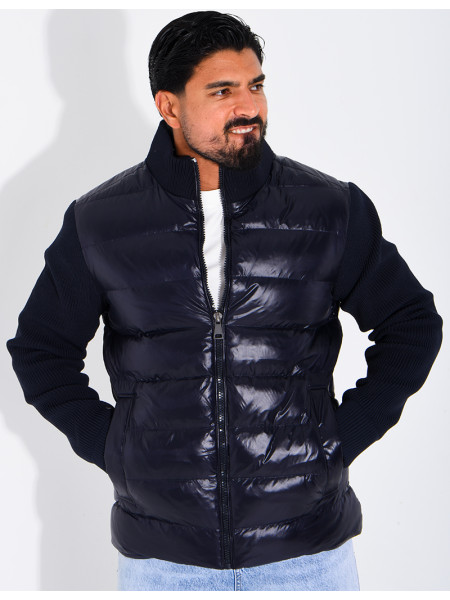 Steppjacke mit gerippten Ärmeln
