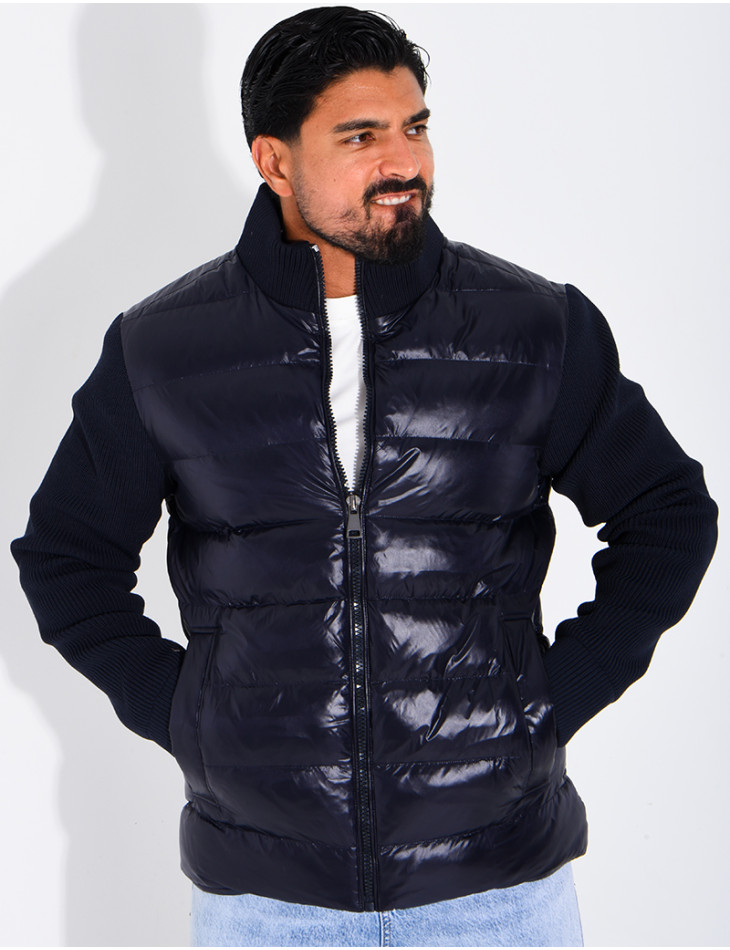 Steppjacke mit gerippten Ärmeln