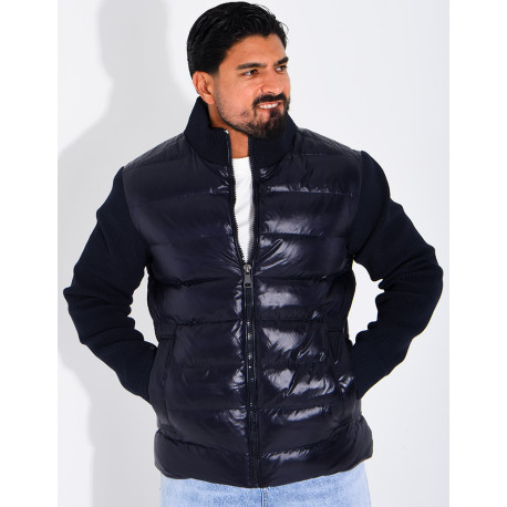 Steppjacke mit gerippten Ärmeln