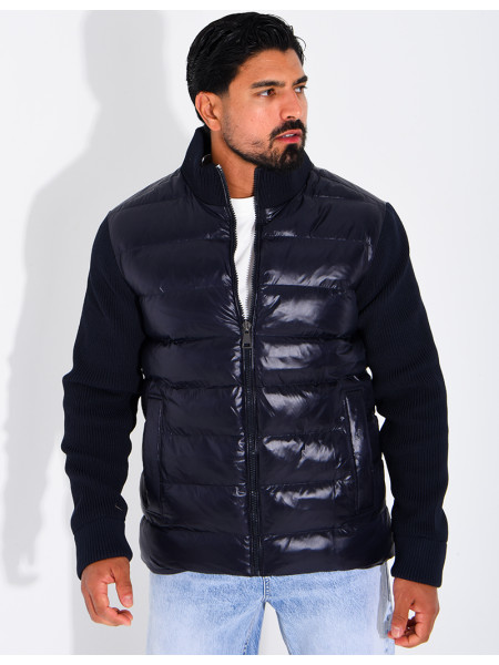 Steppjacke mit gerippten Ärmeln