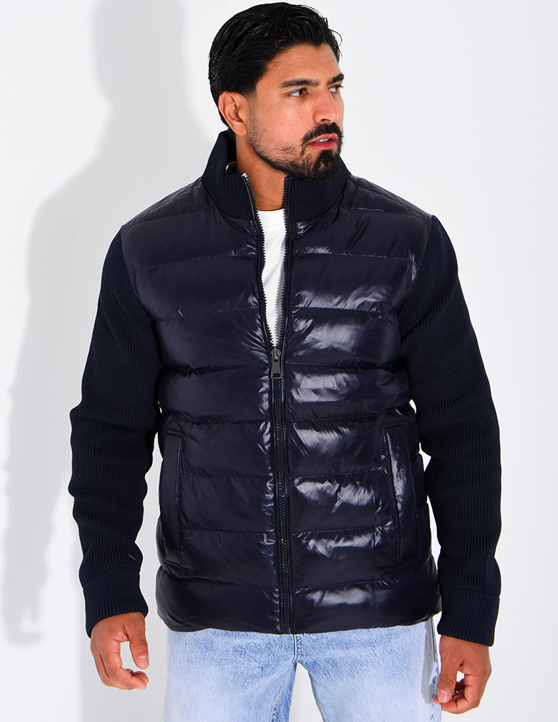 Steppjacke mit gerippten...