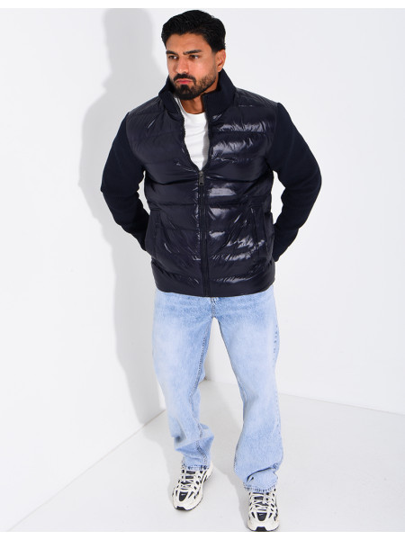 Steppjacke mit gerippten Ärmeln
