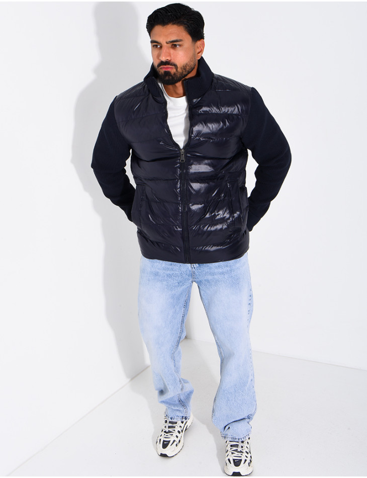 Steppjacke mit gerippten Ärmeln