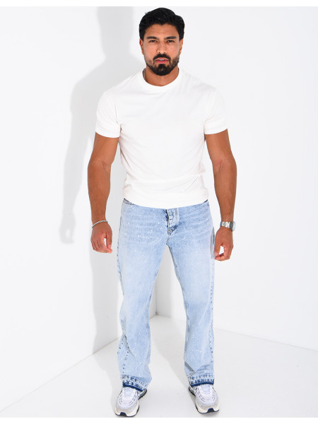 Jeans mit geradem Schnitt, verwaschener Optik und Farbspritzer-Effekt