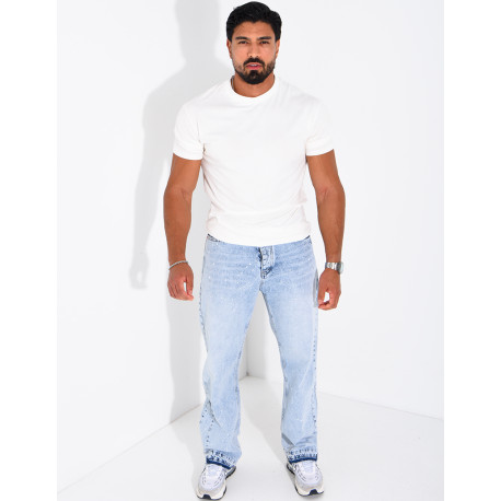 Jeans mit geradem Schnitt, verwaschener Optik und Farbspritzer-Effekt