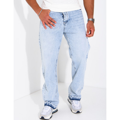 Jeans mit geradem Schnitt, verwaschener Optik und Farbspritzer-Effekt