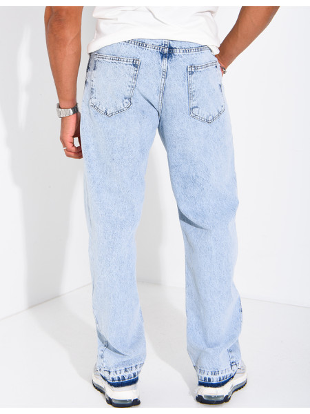 Jeans mit geradem Schnitt, verwaschener Optik und Farbspritzer-Effekt
