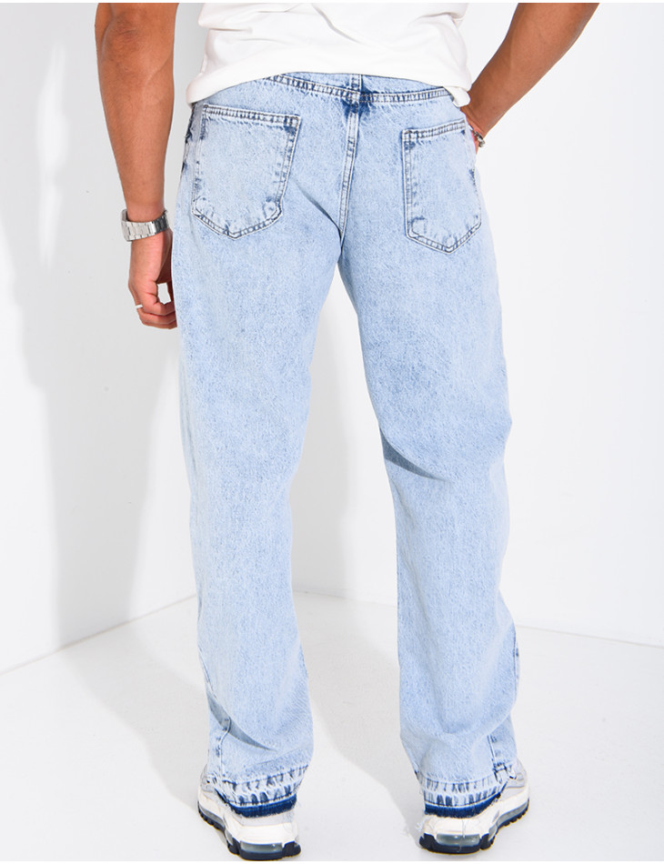 Jeans mit geradem Schnitt, verwaschener Optik und Farbspritzer-Effekt