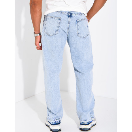 Jeans mit geradem Schnitt, verwaschener Optik und Farbspritzer-Effekt