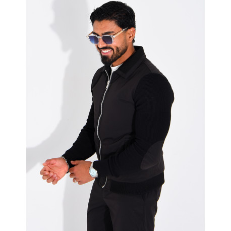 Wasserdichte Herrenjacke aus zwei Materialien mit Strickärmeln