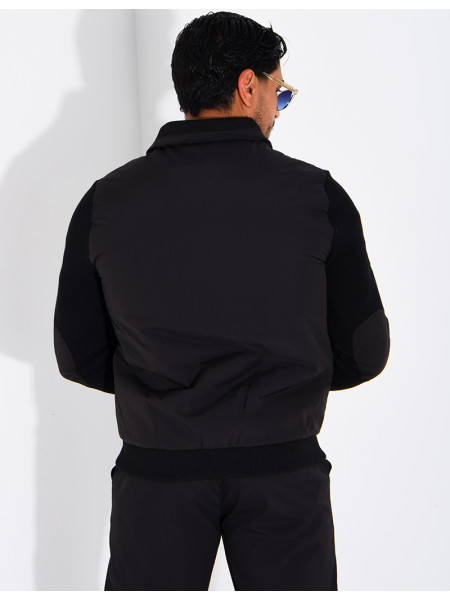 Wasserdichte Herrenjacke aus zwei Materialien mit Strickärmeln