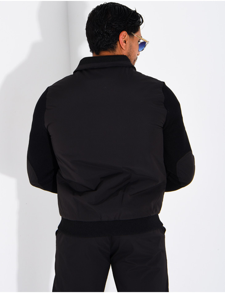 Wasserdichte Herrenjacke aus zwei Materialien mit Strickärmeln