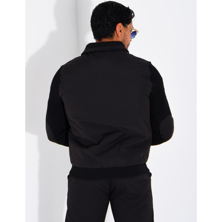 Wasserdichte Herrenjacke aus zwei Materialien mit Strickärmeln