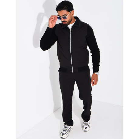 Wasserdichte Herrenjacke aus zwei Materialien mit Strickärmeln