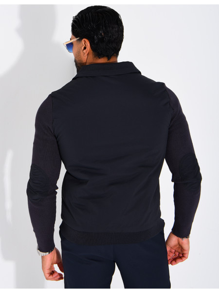 Wasserdichte Herrenjacke aus zwei Materialien mit Strickärmeln