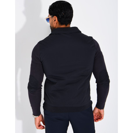 Wasserdichte Herrenjacke aus zwei Materialien mit Strickärmeln