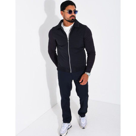 Wasserdichte Herrenjacke aus zwei Materialien mit Strickärmeln