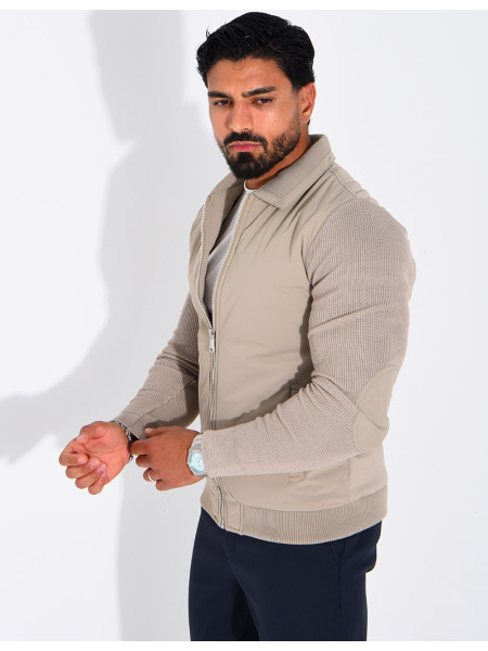 Wasserdichte Herrenjacke aus zwei Materialien mit Strickärmeln
