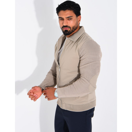 Wasserdichte Herrenjacke aus zwei Materialien mit Strickärmeln