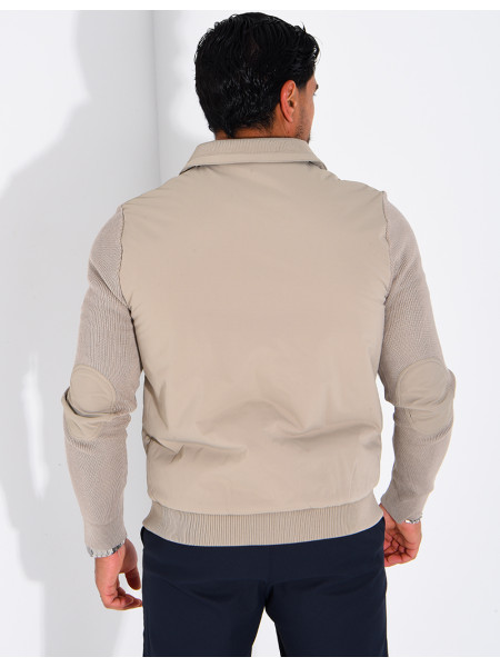 Wasserdichte Herrenjacke aus zwei Materialien mit Strickärmeln