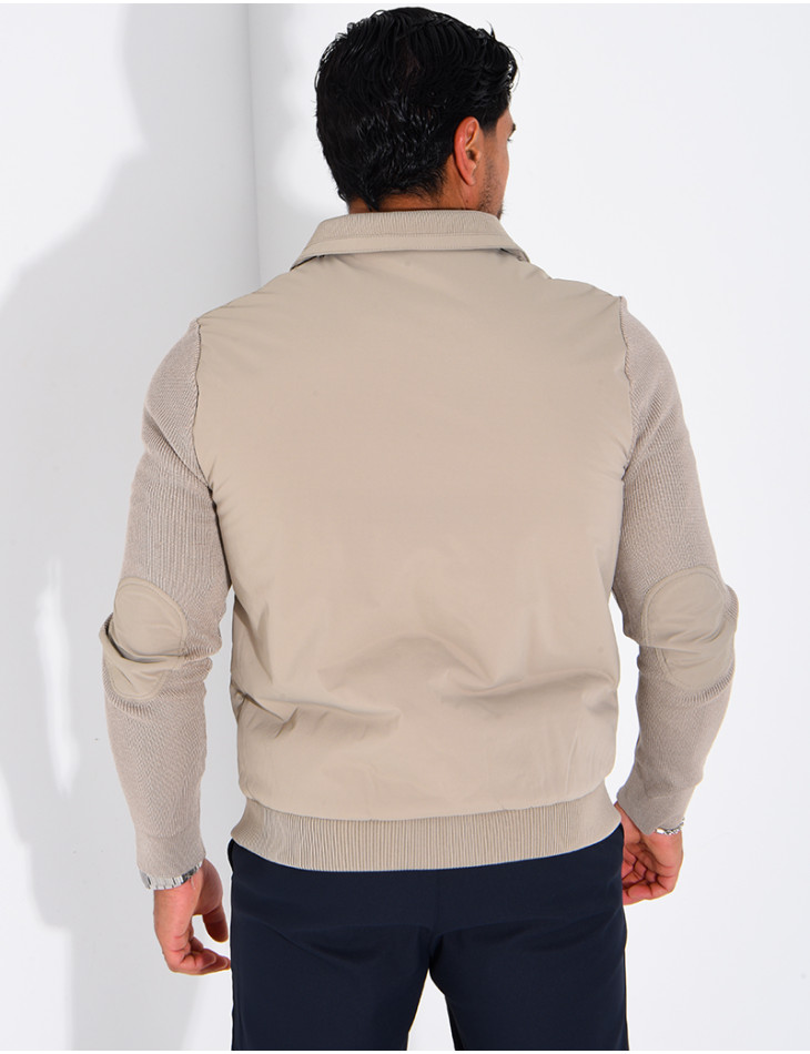 Wasserdichte Herrenjacke aus zwei Materialien mit Strickärmeln
