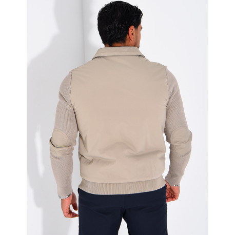 Wasserdichte Herrenjacke aus zwei Materialien mit Strickärmeln