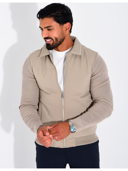 Wasserdichte Herrenjacke aus zwei Materialien mit Strickärmeln