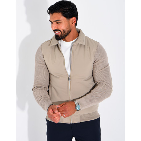 Wasserdichte Herrenjacke aus zwei Materialien mit Strickärmeln
